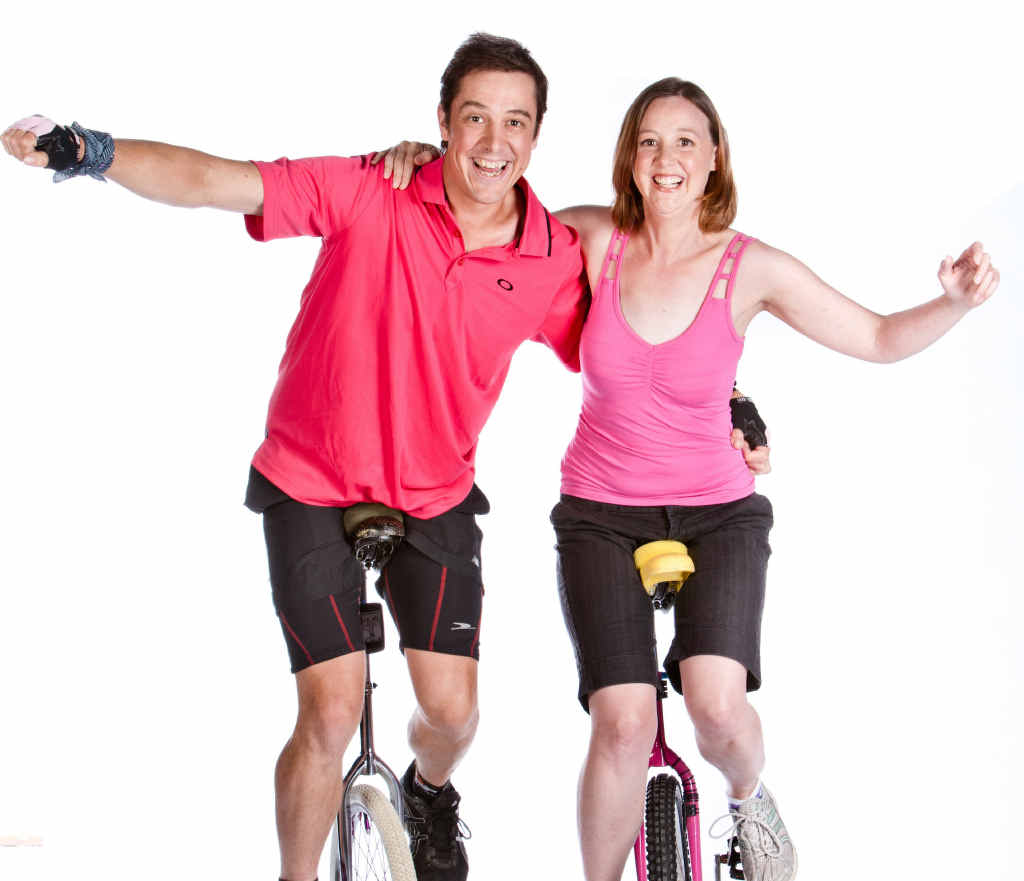 LOVE YOUR SISTER: Samuel Johnson and his sister Connie before he embarked on his quest to ride a unicycle around Australia.